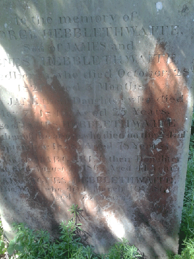 Gravestone of James, Agnes and children.